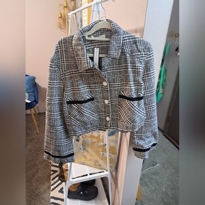 Soncy Crop Plaid Blazer - Size L
